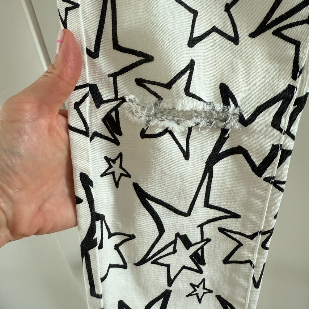 Zara Star Patterned White Pants - image 4